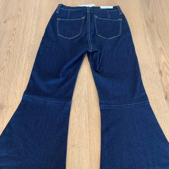 Judy Blue Dark Blue High Waist Super Flare Jeans Frayed Raw Hem Stretch Sz 1/25 - Picture 10 of 14